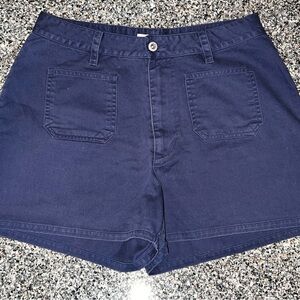 Copper Key High Waist Blue Shorts with Relaxed Fit